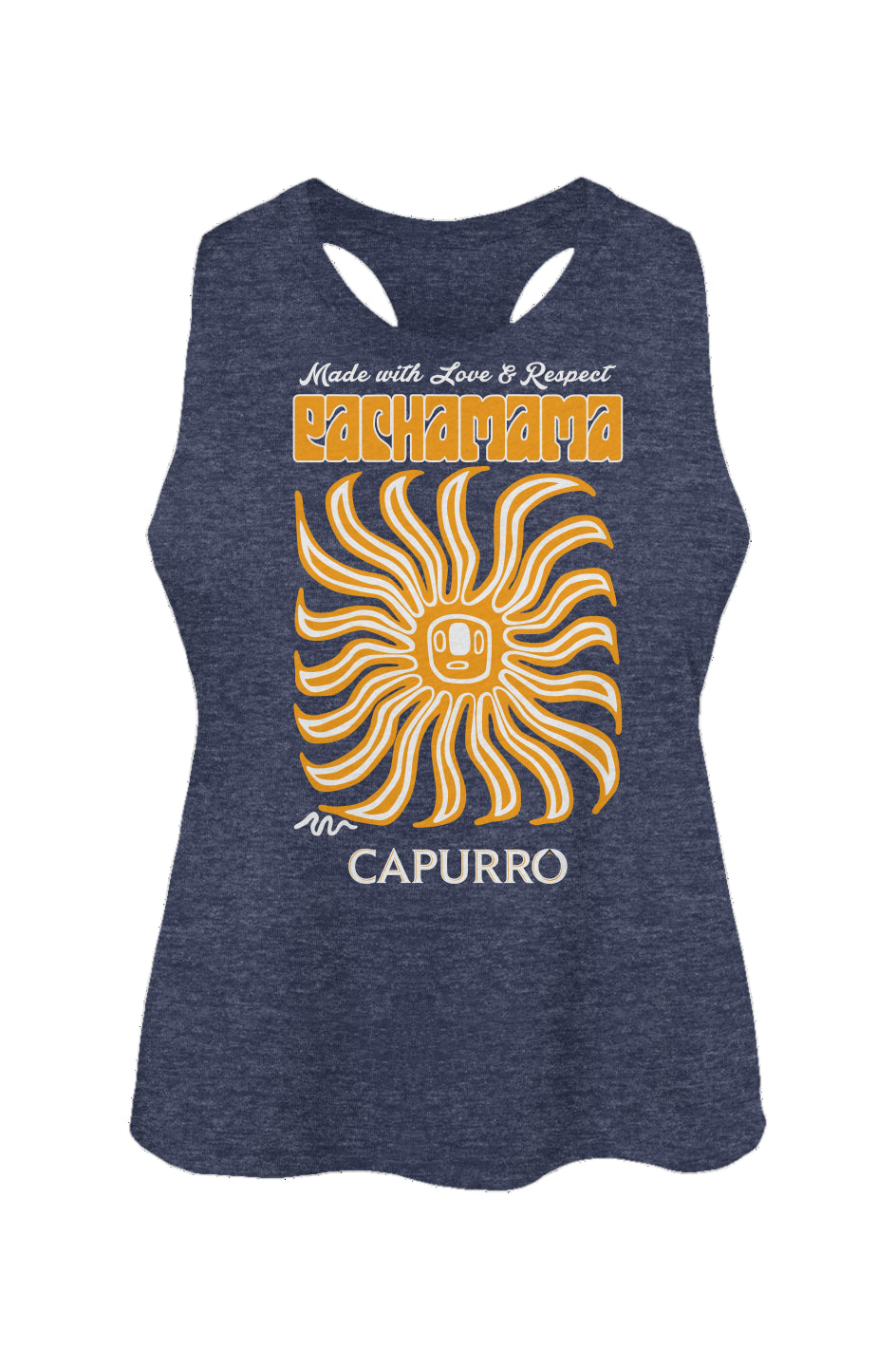 Women's Racerback Cropped Tank - Capurro Loves Pachamama