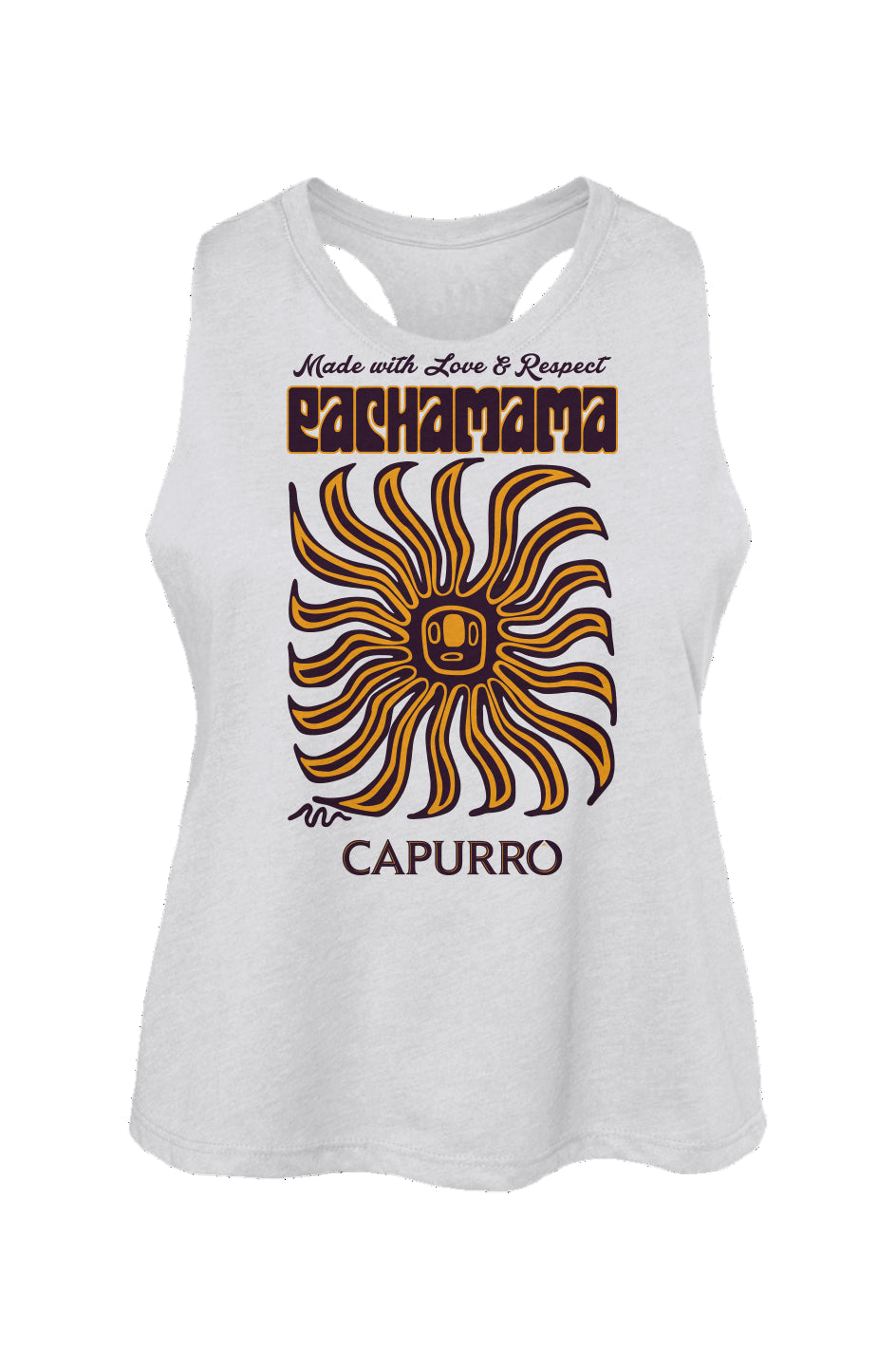 Women's Racerback Cropped Tank - Capurro Loves Pachamama Purple