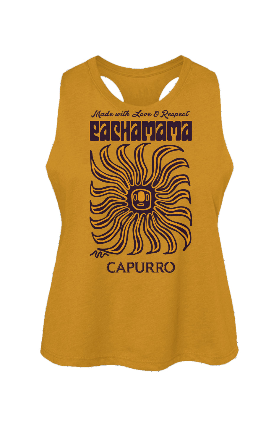 Women's Racerback Cropped Tank - Capurro Loves Pachamama Purple