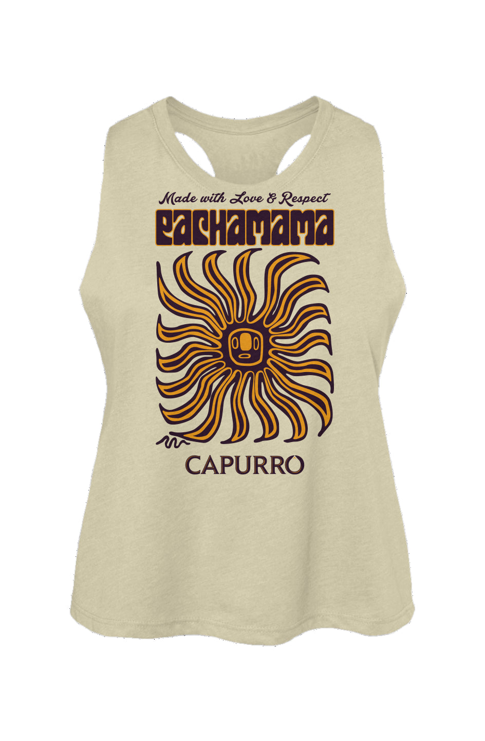 Women's Racerback Cropped Tank - Capurro Loves Pachamama Purple