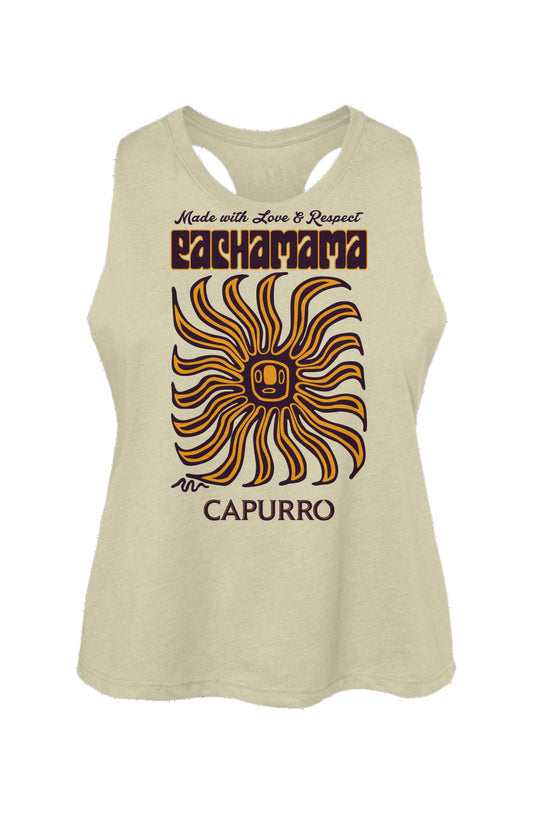 Women's Racerback Cropped Tank - Capurro Loves Pachamama Purple